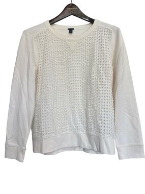 J. Crew Cream Eyelet-Front Crewneck Sweatshirt